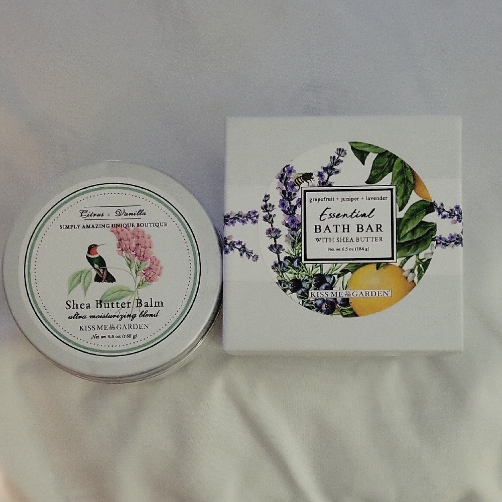 Kiss Me In Garden Shea Butter Balm and Bath Bar Set. NWT$13